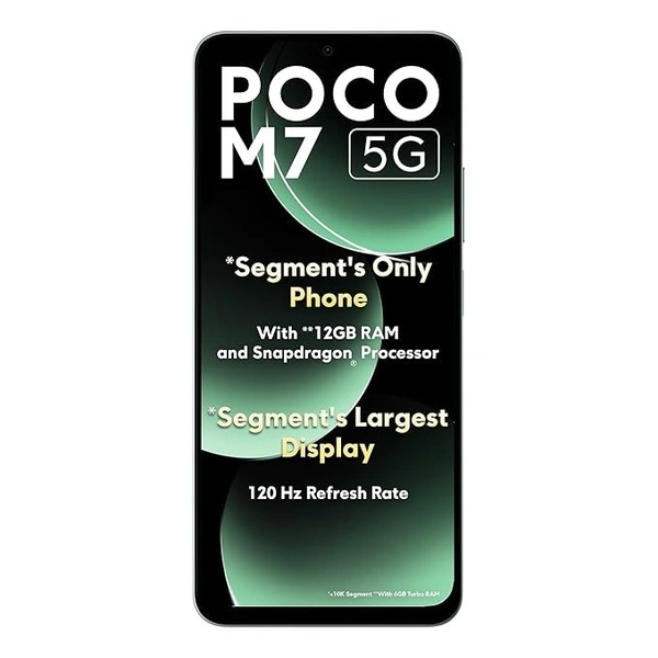 POCO M7 5G Mint Green 6GB RAM|128GB ROM|SD4 Gen2 Processor|6.88" HD+ Display|50MP Camera|8MP Front Camera|5160 mAh Battery - Mint Green, 6GB-128GB