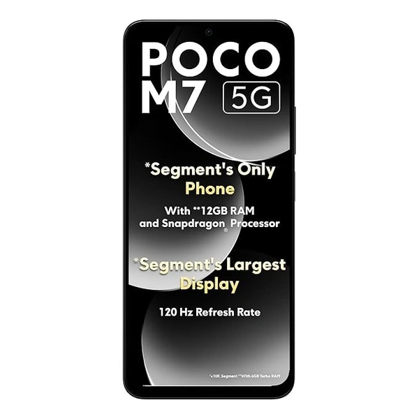 POCO M7 5G black 6GB RAM|128GB ROM|SD4 Gen2 Processor|6.88" HD+ Display|50MP Camera|8MP Front Camera|5160 mAh Battery - Black, 6GB-128GB
