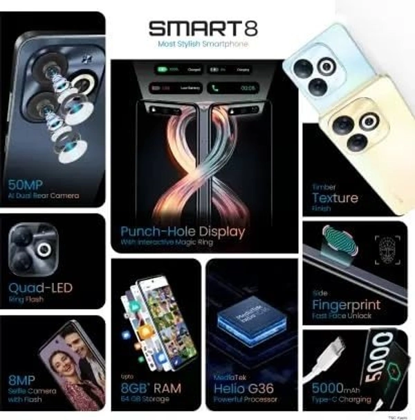 Infinix Smart 8 (8 GB 128 GB (black) - Black, 8GB-128GB