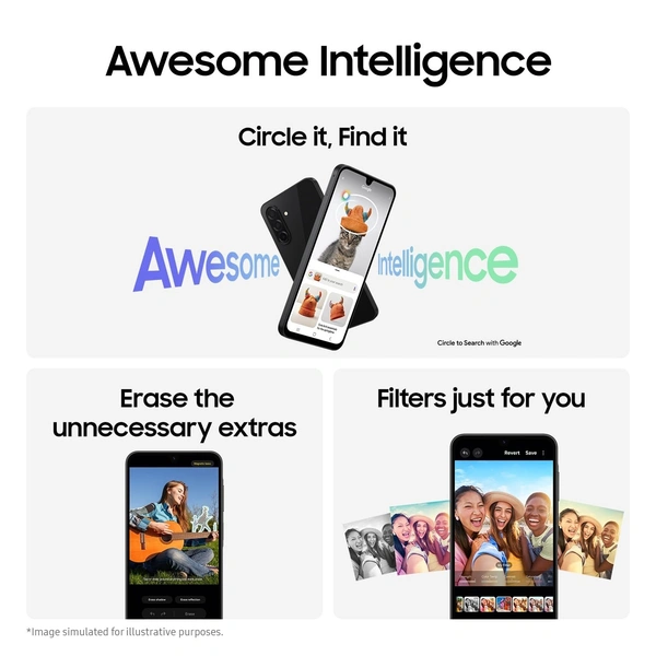 Samsung Galaxy A26 5G (Awesome white, 8GB, 128GB) | Awesome Intelligence: Circle to Search, Intelligent Editing | Awesome 50MP Triple Camera | IP67 - Awesome White, 8GB-128GB