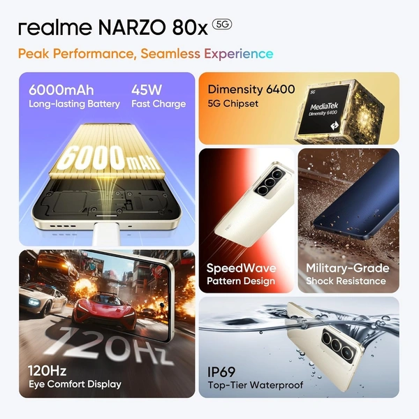 realme NARZO 80x 5G (deep ocean,8GB+128GB)  - deep ocean, 8GB-128GB