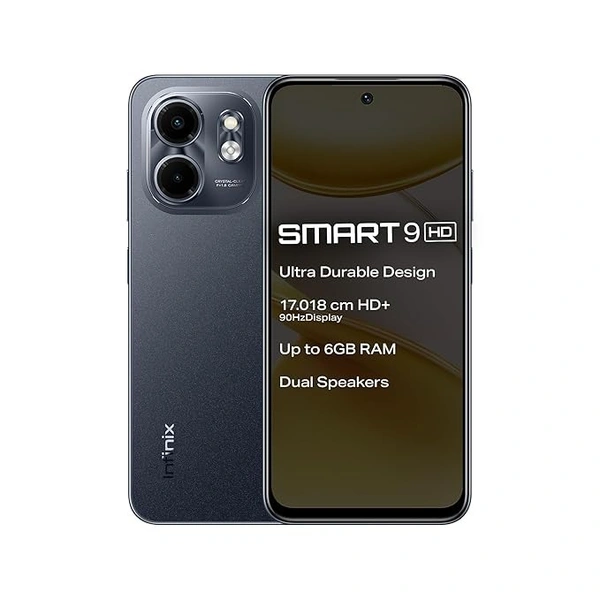 Infinix Smart 9 HD (Metallic Black, 3GB RAM, 64GB Storage) | 250K+ Drop Tetss | 90Hz Punch Hole Display | 5000mAh Battery - Metallic Black, 3GB-64GB