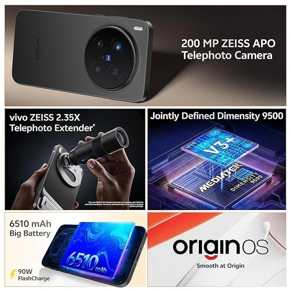【Rth】VIVO X300 Pro 16GB/1TB ブラック セット vivo X300 Pro 5G (Elite Black, 16GB RAM, 512GB Storage)