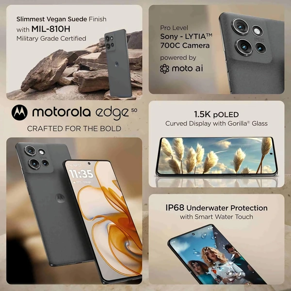 Motorola Edge 50 5G (Grey, 8GB RAM + 256GB Storage) - Grey, 8GB-256GB