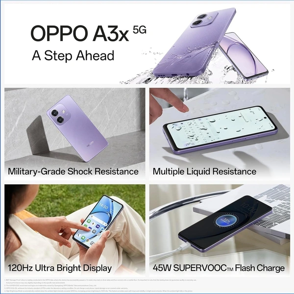 OPPO A3X 5G (white, 4GB RAM, 128GB Storage) - White, 4GB-128GB