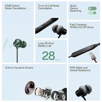 OnePlus Bullets Wireless Z2 ANC Bluetooth in Ear Earphones with Mic  AAA QUALITY BLACK  - Black, OnePlus Bullets Wireless Z2 ANC Bluetooth in Ear Earphones with Mic  AAA QUALITY BLACK