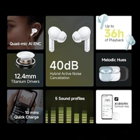 Redmi Buds 5C Bluetooth TWS in Ear Earbuds, Up to 40Db Hybrid Noise Cancellation, Quad Mic, Custom Eq, 10Mins Charge for 2Hours Life, Up to 36Hrs Playback, Gaming TWS| Symphony Blue - symphony blue, Redmi Buds 5C Bluetooth TWS in Ear Earbuds Symphony blue