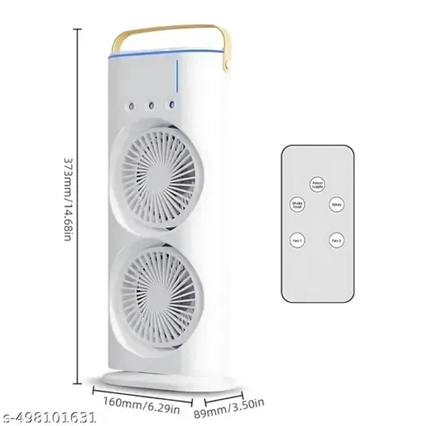DUAL  MIST PORTABLE FAN  WITH RGB LIGHT AND  REMOTE CONTROL - WHITE, DUAL  MIST PORTABLE FAN  WITH RGB LIGHT AND  REMOTE CONTROL   WHITE