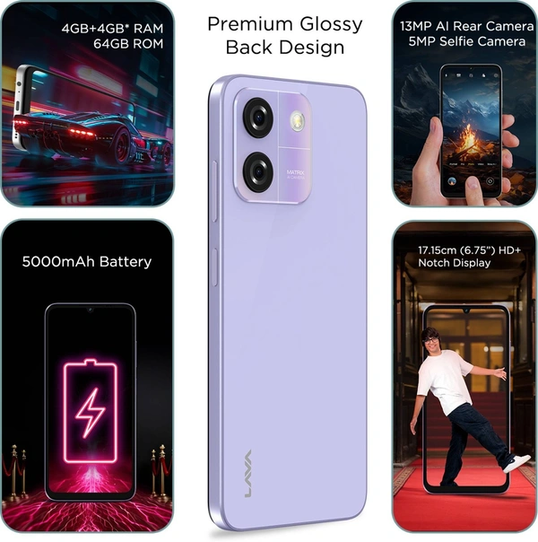 LAVA Yuva Star (GLOSSY LAVANDER, 64 GB)  (4 GB RAM) - GLOSSY LAVANDER, LAVA Yuva Star (GLOSSY LAVANDER, 64 GB)  (4 GB RAM)