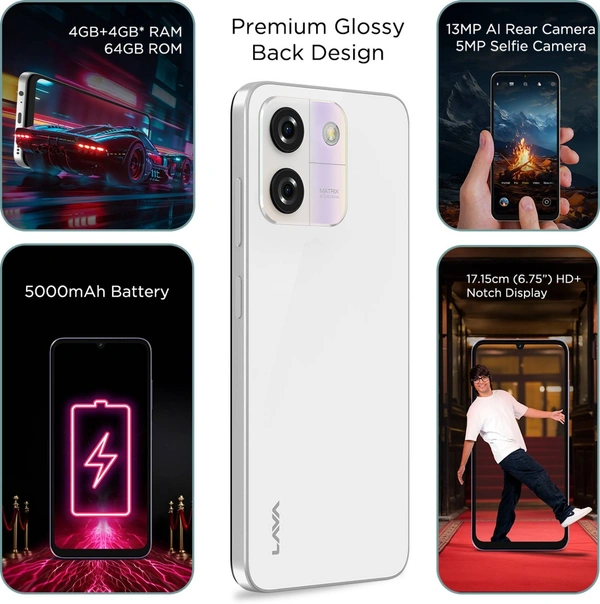 LAVA Yuva Star (GLOSSY WHITE, 64 GB)  (4 GB RAM) - GLOSSY WHITE, LAVA Yuva Star (GLOSSY WHITE, 64 GB)  (4 GB RAM)