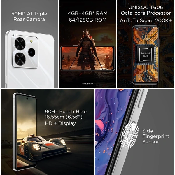 Lava Yuva 4 (Glossy White, 4 GB RAM, 128 GB Storage) - GLOSSY WHITE, Lava Yuva 4 (Glossy White, 4 GB RAM, 128 GB Storage)