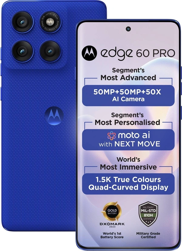 MOTOROLA Edge 60 Pro (Pantone Dazzling Blue, 256 GB)  (8 GB RAM) - Pantone Dazzling Blue, MOTOROLA Edge 60 Pro (Pantone Dazzling Blue, 256 GB)  (8 GB RAM)