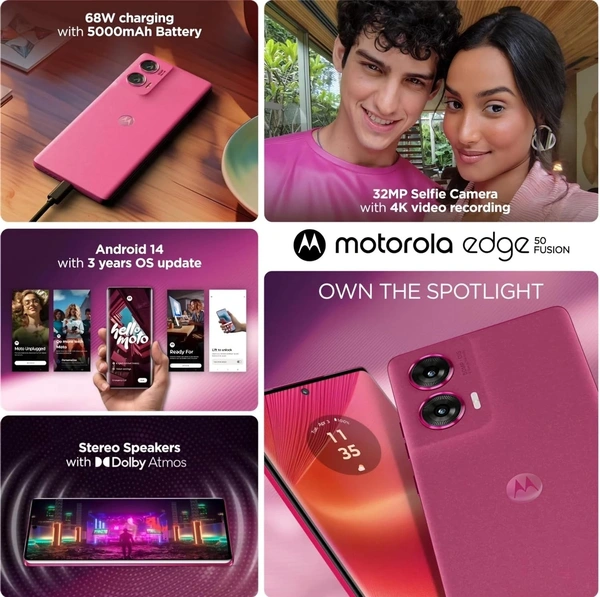Motorola Edge 50 Fusion (Hot Pink, 256 GB)  (12 GB RAM) - Hot Pink, 12+256