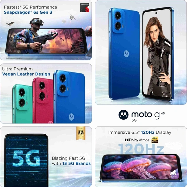 Motorola g45 5G (Brilliant Blue, 128 GB)  (4 GB RAM) - blue, 4+128