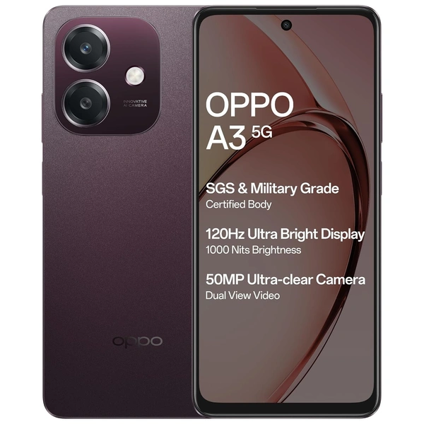 OPPO A3 5G (Nebula Red, 128 GB)  (6 GB RAM) - red, 6+128