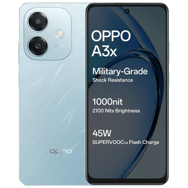 OPPO A3x (Ocean Blue, 64 GB)  (4 GB RAM) - Blue, 4+64