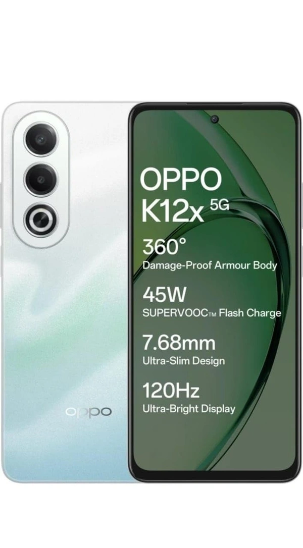 OPPO K12x 5G with 45W SUPERVOOC Charger In-The-Box (Breeze Blue, 128 GB)  (6 GB RAM) - blue, 6+128