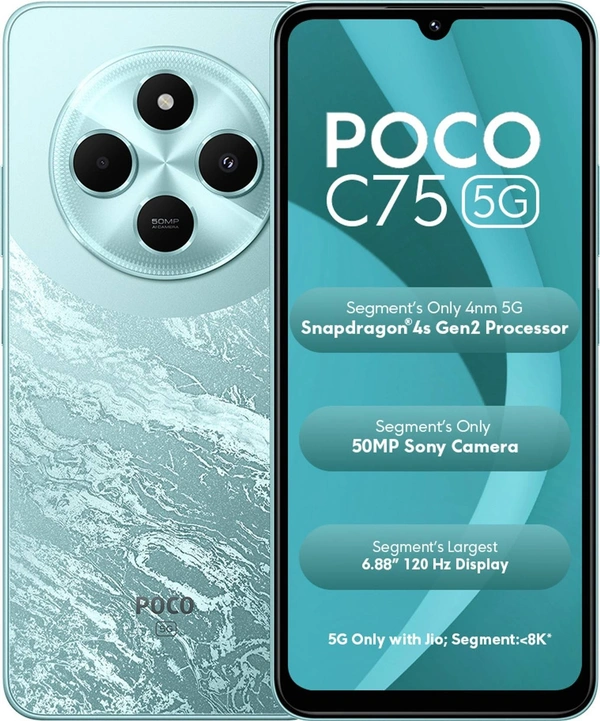 POCO C75 5G (Aqua Bliss, 64 GB)  (4 GB RAM) - Aqua Bliss, POCO C75 5G (Aqua Bliss, 64 GB)  (4 GB RAM)