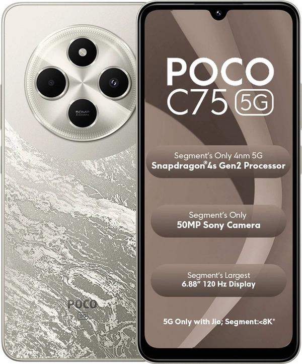 POCO C75 5G (Silver Stardust, 128 GB)  (4 GB RAM) - Silver Stardust, POCO C75 5G (Silver Stardust, 128 GB)  (4 GB RAM)