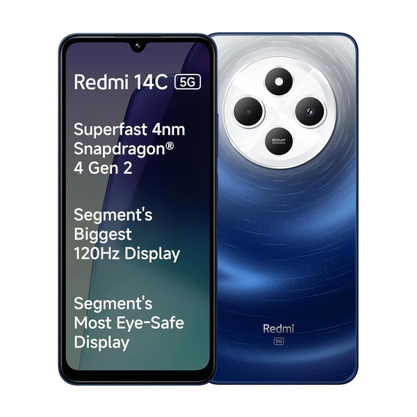 Redmi 14C 5G (Starlight Blue, 4GB RAM, 64GB Storage) | Superfast 4nm Snapdragon 4 Gen 2 | 120Hz 17.47cm (6.88”) Display | 5160mAh Battery | 50MP Dual Camera | Premium Starlight Design - Blue, 4+64