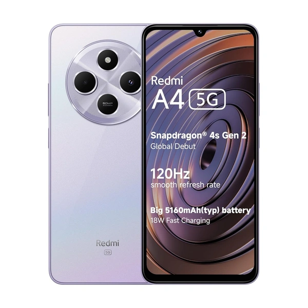 Redmi A4 5G (Sparkle Purple, 4GB RAM, 64GB Storage) | Global Debut SD 4s Gen 2 | Segment Largest 6.88in 120Hz | 50MP Dual Camera | 18W Fast Charging - purple, 4+64