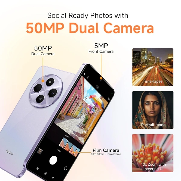 Redmi A4 5G (Sparkle Purple, 4GB RAM, 64GB Storage) | Global Debut SD 4s Gen 2 | Segment Largest 6.88in 120Hz | 50MP Dual Camera | 18W Fast Charging - purple, 4+64