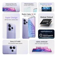 Redmi Note 14 5G (Phantom Purple, 8GB RAM 128GB Storage) | Global Debut MTK Dimensity 7025 Ultra | 2100 nits Segment Brightest 120Hz AMOLED | 50MP Sony LYT 600 OIS+EIS Triple Camera - Purple, 8+128