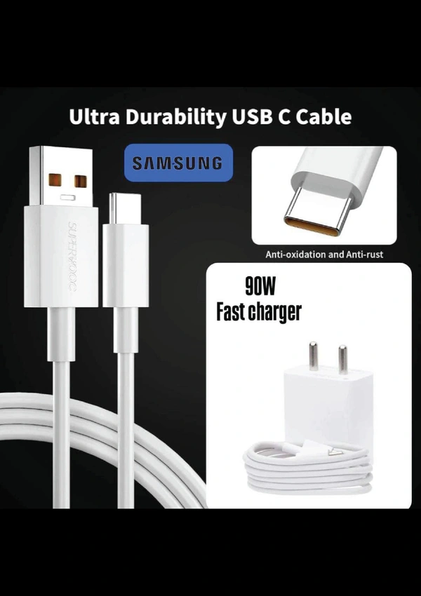 Sam-sung 90W Travel Type C Charger with Overcurrent Protection, Short Circuit Protection