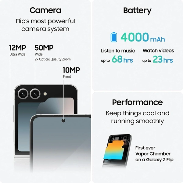Samsung Galaxy Z Flip 6 5G AI Smartphone (Mint, 12GB RAM, 512GB Storage) - mint Green, 12+512