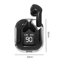 UltraPods Transparent Charging Case Bluetooth Earbuds - Multi-Color, High-Fidelity Sound, Comfort Fit, Long Battery Life - Perfect for On-The-Go Audio! (Black) - Black