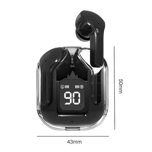 UltraPods Transparent Charging Case Bluetooth Earbuds - Multi-Color, High-Fidelity Sound, Comfort Fit, Long Battery Life - Perfect for On-The-Go Audio! (Black) - Black