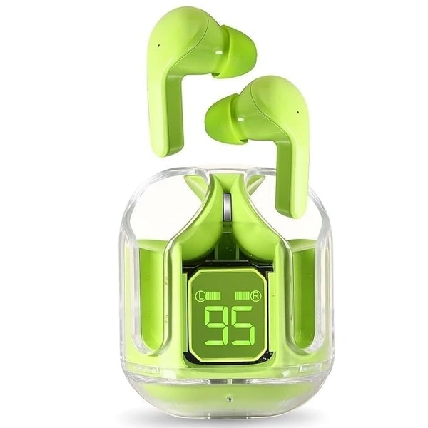 UltraPods Transparent Charging Case Bluetooth Earbuds - Multi-Color, High-Fidelity Sound, Comfort Fit, Long Battery Life - Perfect for On-The-Go Audio! (Green) - Green