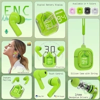 UltraPods Transparent Charging Case Bluetooth Earbuds - Multi-Color, High-Fidelity Sound, Comfort Fit, Long Battery Life - Perfect for On-The-Go Audio! (Green) - Green