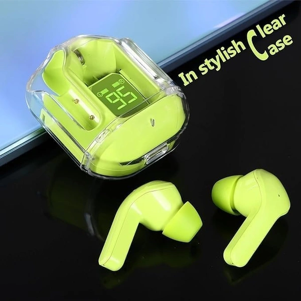 UltraPods Transparent Charging Case Bluetooth Earbuds - Multi-Color, High-Fidelity Sound, Comfort Fit, Long Battery Life - Perfect for On-The-Go Audio! (Green) - Green