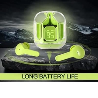 UltraPods Transparent Charging Case Bluetooth Earbuds - Multi-Color, High-Fidelity Sound, Comfort Fit, Long Battery Life - Perfect for On-The-Go Audio! (Green) - Green