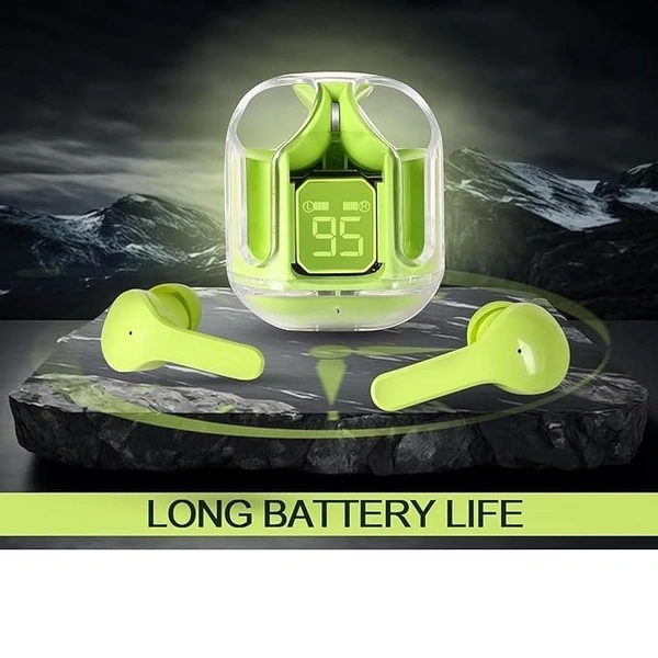 UltraPods Transparent Charging Case Bluetooth Earbuds - Multi-Color, High-Fidelity Sound, Comfort Fit, Long Battery Life - Perfect for On-The-Go Audio! (Green) - Green