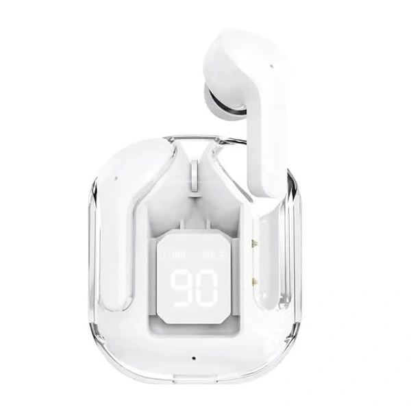 UltraPods Transparent Charging Case Bluetooth Earbuds - Multi-Color, High-Fidelity Sound, Comfort Fit, Long Battery Life - Perfect for On-The-Go Audio! (White) - White