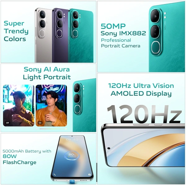 Vivo Y300 5G (Emerald Green, 8GB RAM, 128GB Storage) - Green, 8+128