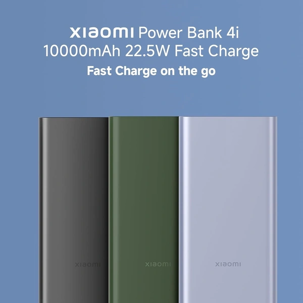 Xiaomi Power Bank 4i 10000mAh 22.5W Fast Charging PD | Power Delivery | QC 3.0|Type C Input & Output |Triple Output Ports - Black, Xiaomi Power Bank 4i 10000mAh 22.5W Fast Charging PD
