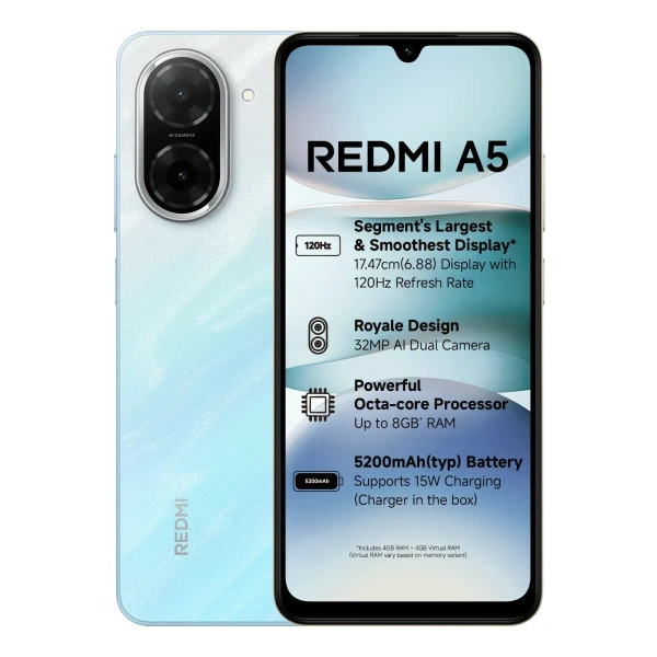 Redmi A5 ( PONDICHEERY BLUE  3GB +64GB ) - PONDICHEERY BLUE, Redmi A5 ( PONDICHEERY BLUE 3GB +64GB )