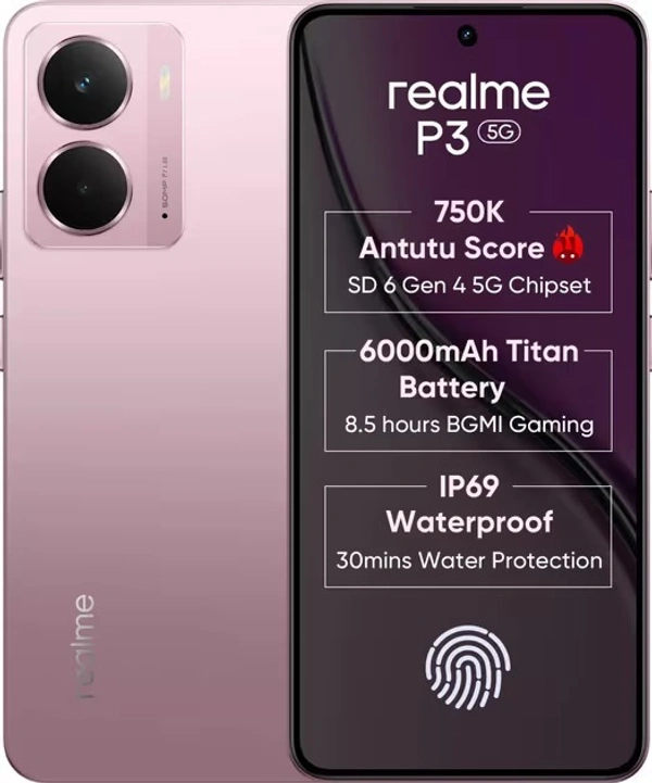 Realme P3 5G  (Nebula pink   6GB +128GB) - Nebula pink, Realme P3 5G  (Nebula pink  6GB +128GB)