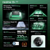 realme 13+ 5G (Speed Green, 8GB RAM, 128GB Storage) - Green, 8+128