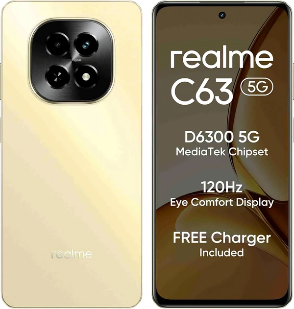 realme C63 5G (Starry Gold, 6GB RAM, 128GB Storage) - Starry Gold, 6+128