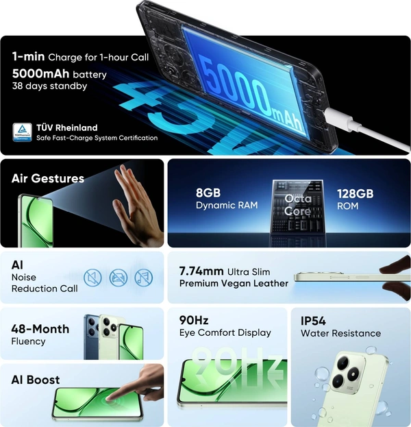 realme C63 (Jade Green, 64 GB)  (4 GB RAM) - Jade Green, 4+64