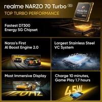 realme NARZO 70 Turbo 5G (Turbo Green,6GB RAM,128GB Storage) | Segment's Fastest Dimensity 7300 Energy 5G Chipset | Motorsports Inspired Design - Green, 6+128