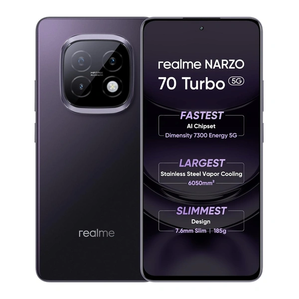 realme NARZO 70 Turbo 5G (Turbo Purple,6GB RAM,128GB Storage) | Segment's Fastest Dimensity 7300 Energy 5G Chipset | Motorsports Inspired Design - purple, 6+128