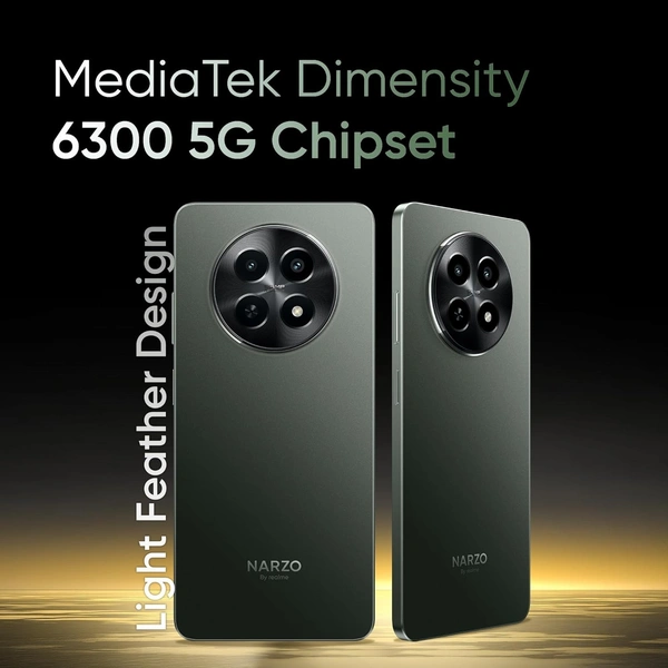 realme NARZO N65 5G (Deep Green 4GB RAM, 128GB Storage) India's 1st D6300 5G Chipset | Ultra Slim 190g Design | 120Hz Eye Comfort Display | 50MP AI Camera| Charger in The Box - Green, 4+128