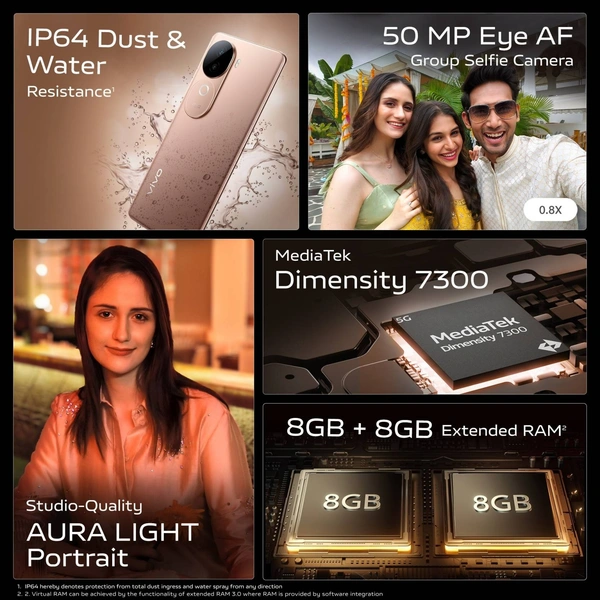 vivo V40e 5G (Royal Bronze, 256 GB)  (8 GB RAM) - Royal Bronze, 8+256