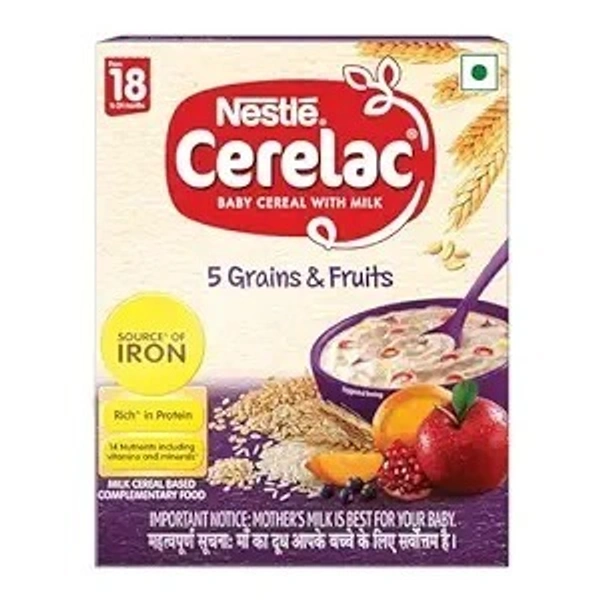 Cerelac 5 grains and fruits (From 18 to 24 Months) - 300 gm - 300 gm