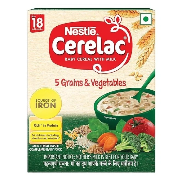 Cerelac 5 grains and vegetables From 18 to 24 Months) - 300 gm - 300 gm